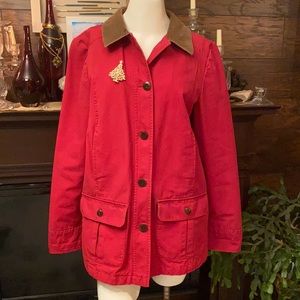 L.L. Bean Red Jacket with Brown Collar